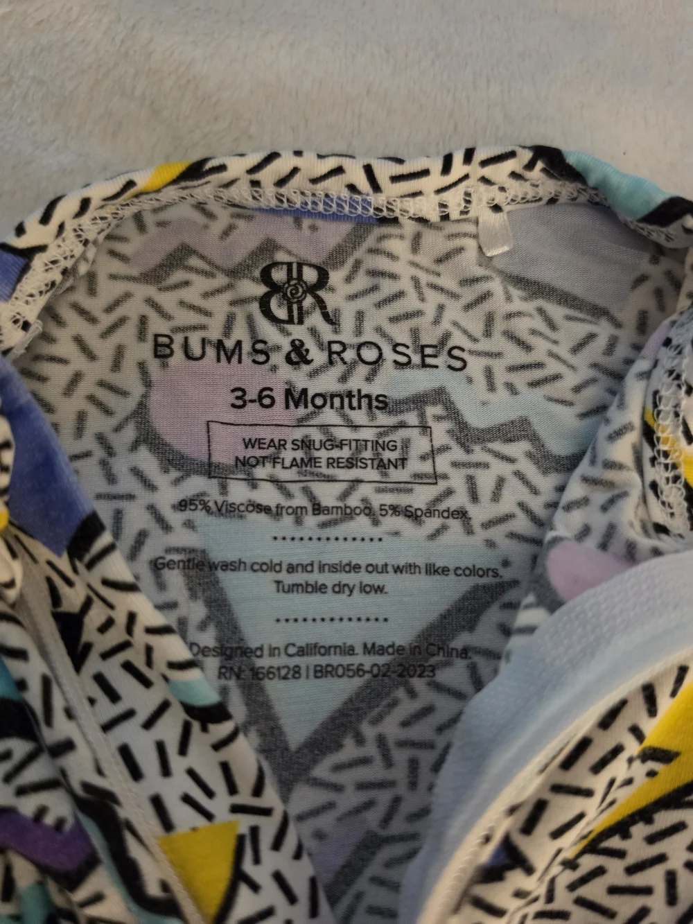 Bums & Roses Fresh Prints of Bel-Air Bamboo Zippy 3-6m